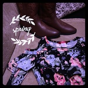 Floral Dress w/ Chambray  Button Up